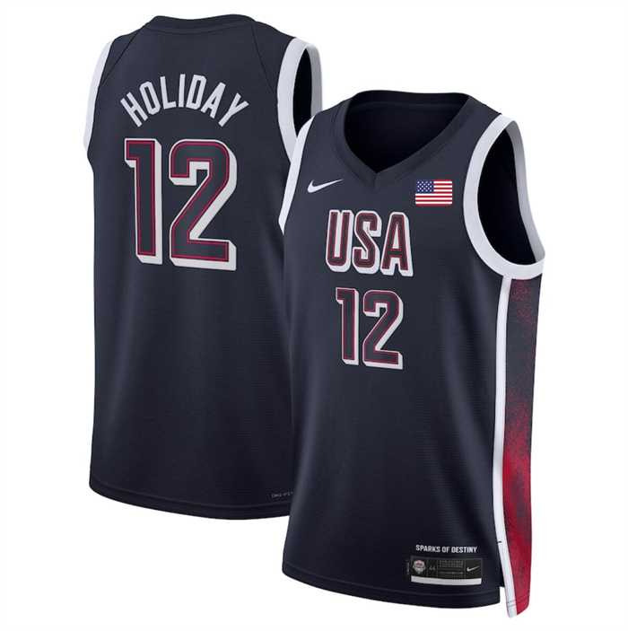 Mens USA Basketball #12 Jrue Holiday Navy 2024 Swingman Stitched Jersey